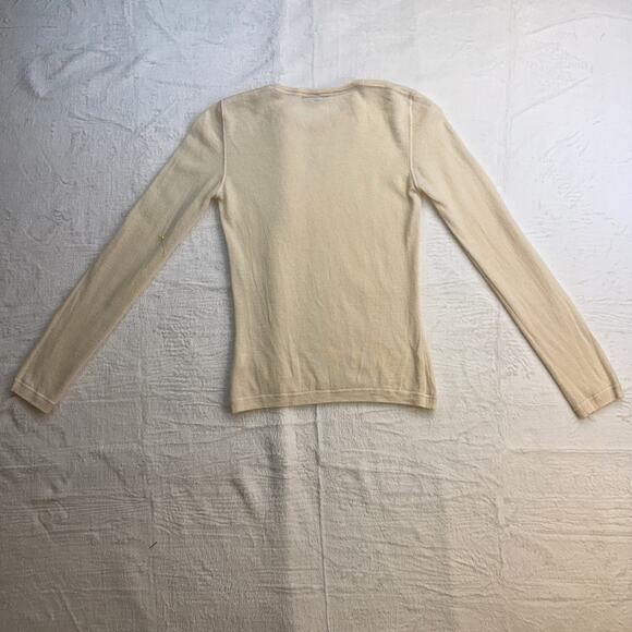 Loro Piana Fine Cashmere Long Sleeve Crewneck Tee Shirt Sweater Size 40 IT Cream - Picture 10 of 16